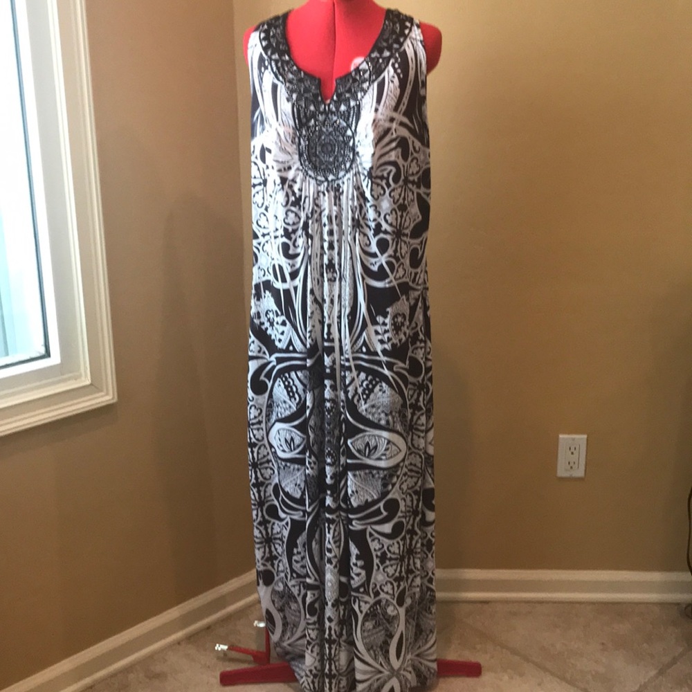 So comfortable!  Black and white maxi dress.